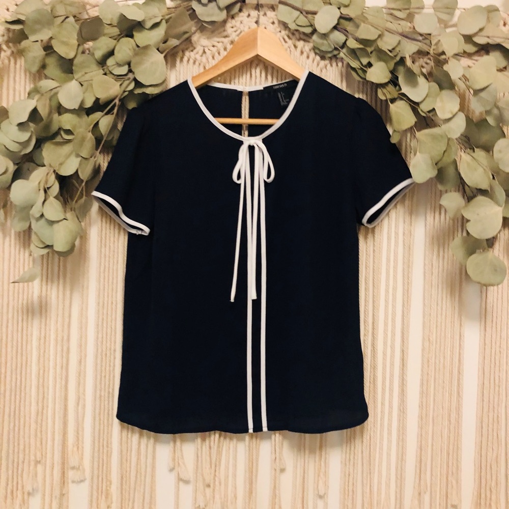 NWOT Navy Bow Blouse